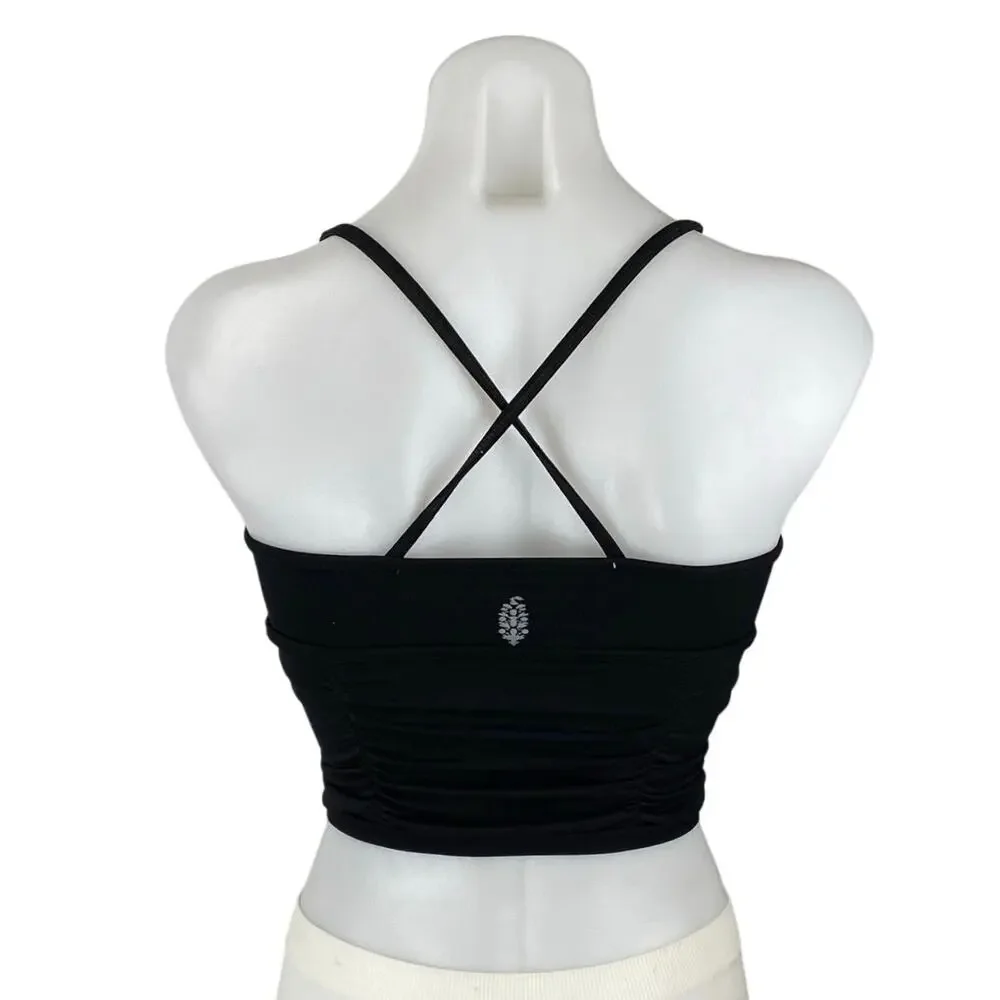 Free People Women's Black Sleeveless Yoga Workout Athletic Sports Bra Crop Top S